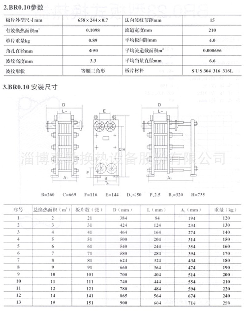 板式换热器型号